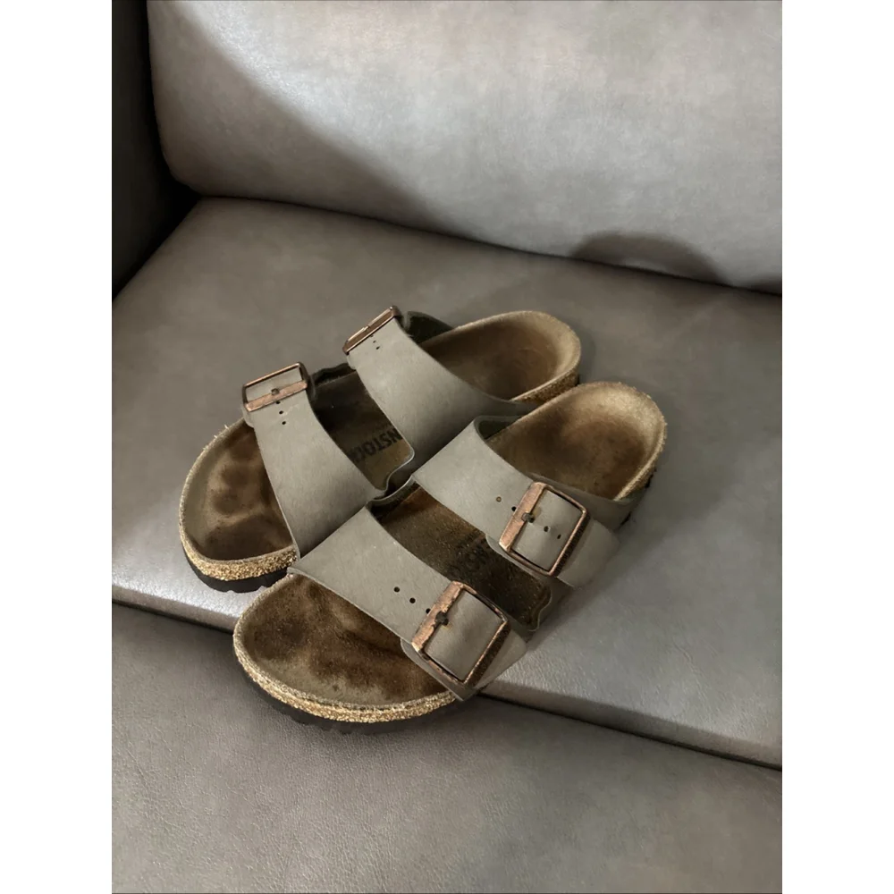GUC WOMEN’S BIRKENSTOCK ARIZONA SANDALS SIZE 38 EU GRAY/GREEN - Picture 2 of 10